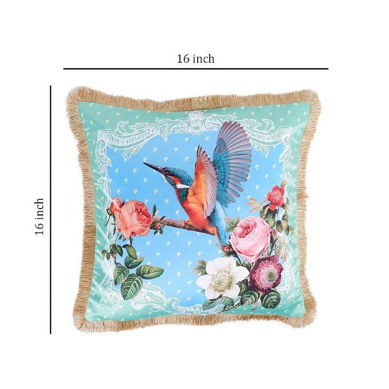 Buy Honey Hummingbird Tropical Cushion Cover - Green & Blue Cushion Covers from Vaaree