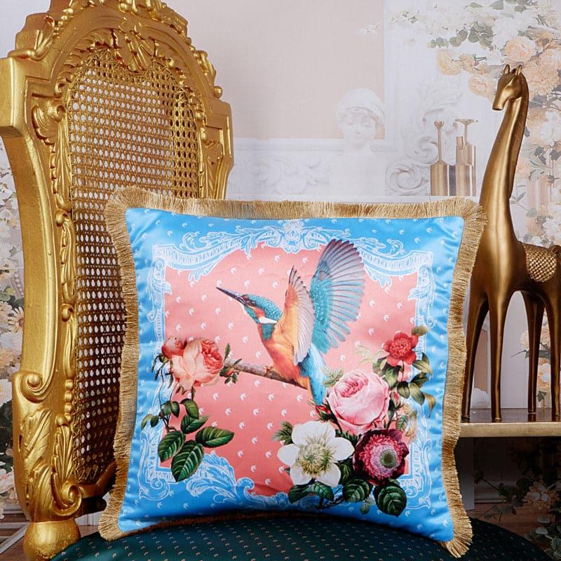 Buy Honey Hummingbird Tropical Cushion Cover - Pink & Blue Cushion Covers from Vaaree