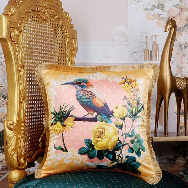 Cushion Covers - Hummingbird Flora Tropical Cushion Cover - Yellow