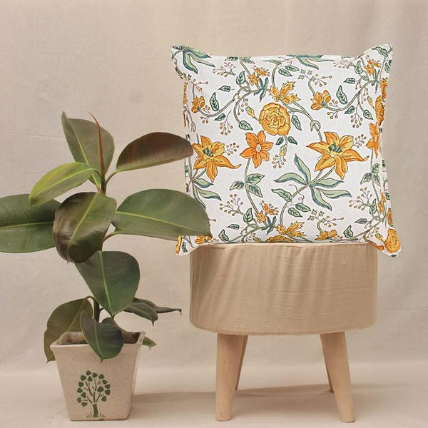 Cushion Covers - Ijya Floral Cushion Cover - Yellow