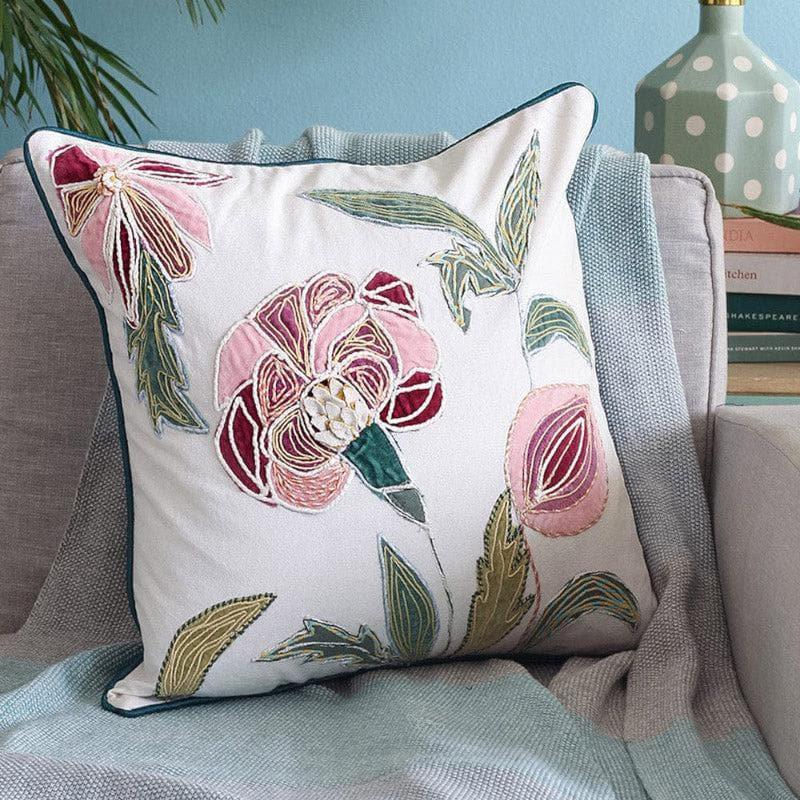 Buy Jacobean Rose Embroidered Cushion Cover Cushion Covers from Vaaree