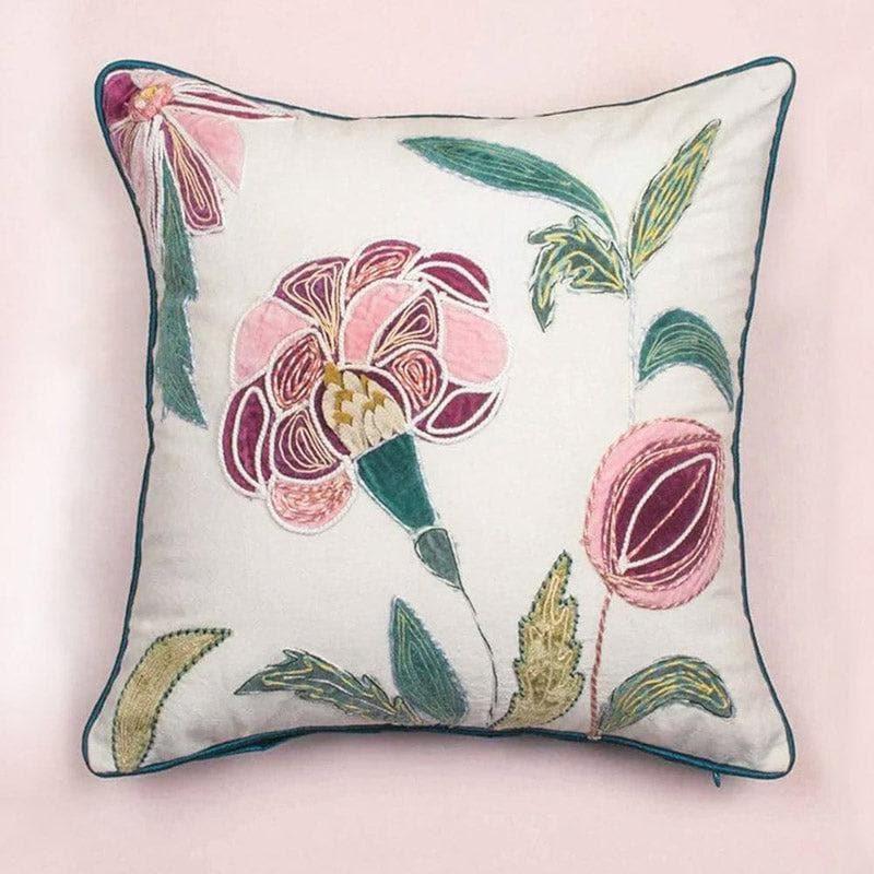 Buy Jacobean Rose Embroidered Cushion Cover Cushion Covers from Vaaree