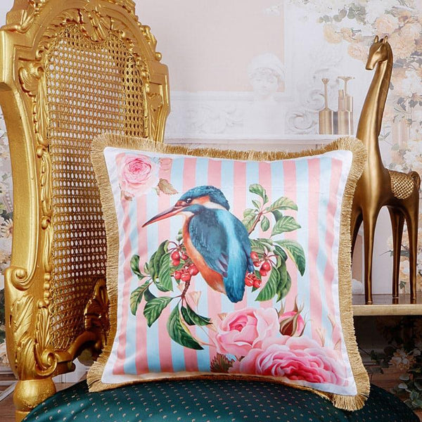 Cushion Covers - Kingfisher Whimsy Tropical Cushion Cover - Pink