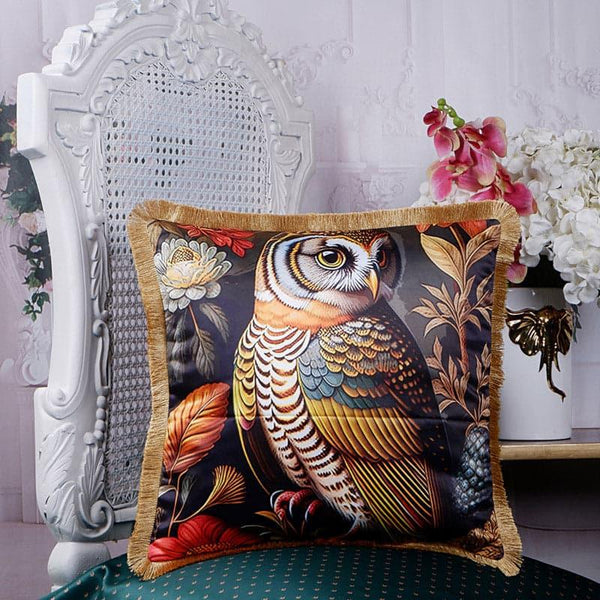 Cushion Covers - Owl Gaze Whimsy Tropical Cushion Cover