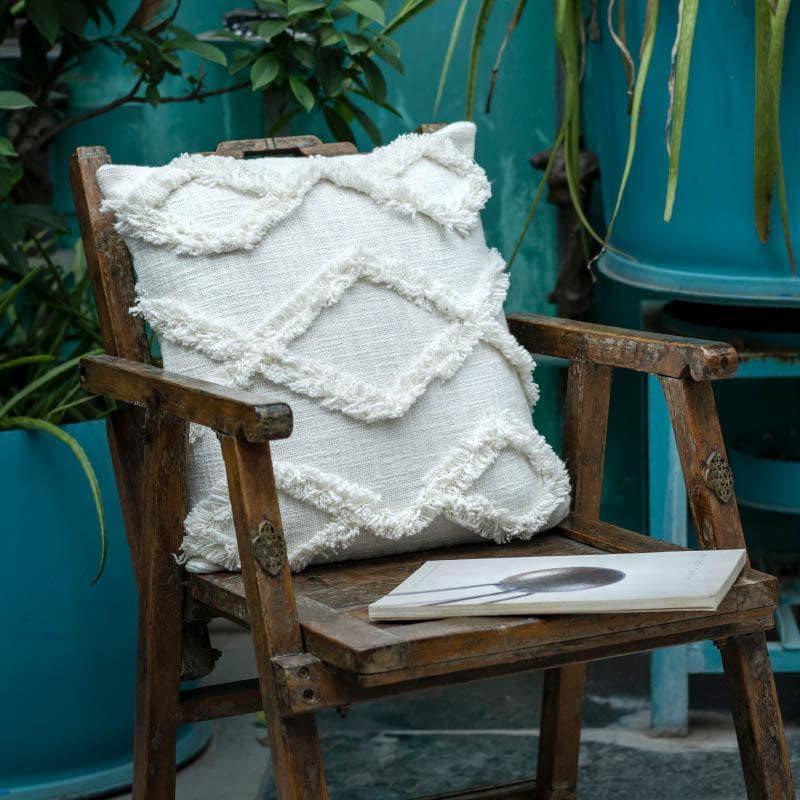 Cushion Covers - Pristine White Tufted Cushion Cover
