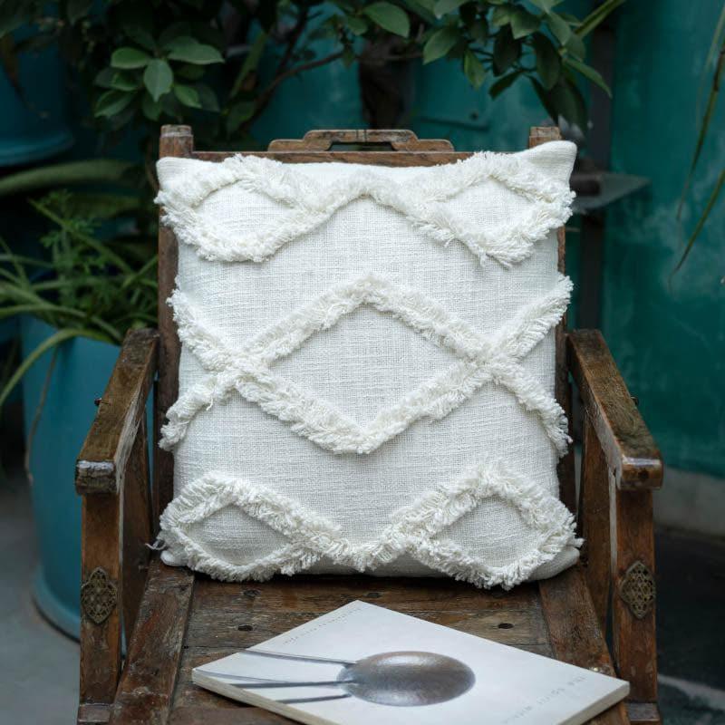 Buy Pristine White Tufted Cushion Cover Cushion Covers from Vaaree