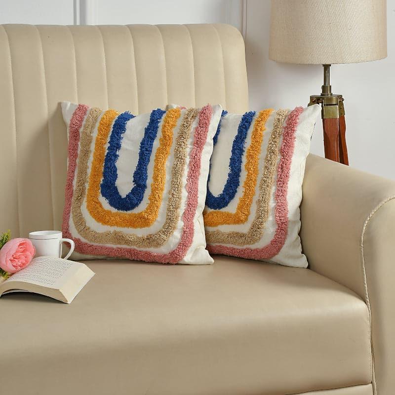 Buy Rainbow Realm Tufted Cushion Cover - Set Of Two Cushion Covers from Vaaree