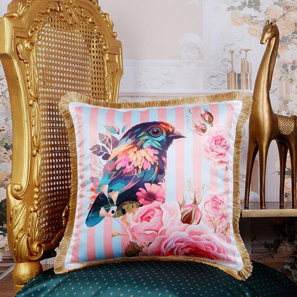 Cushion Covers - Robin Whimsy Tropical Cushion Cover - Pink