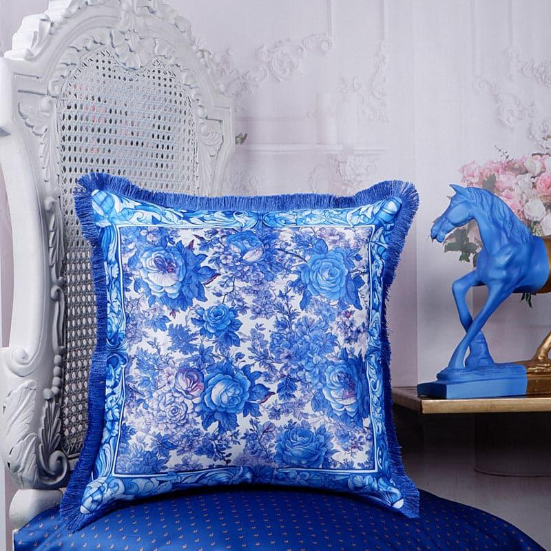 Buy Rose Garden Indigo Cushion Cover Cushion Covers from Vaaree