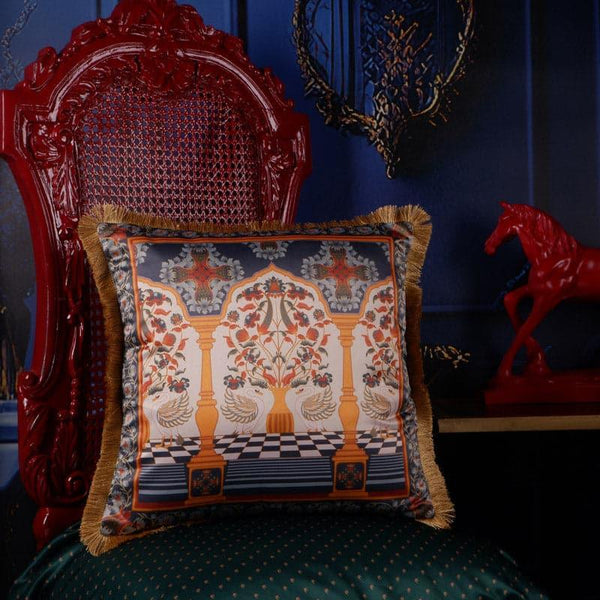 Cushion Covers - Royal Mughal Gardenia Cushion Cover