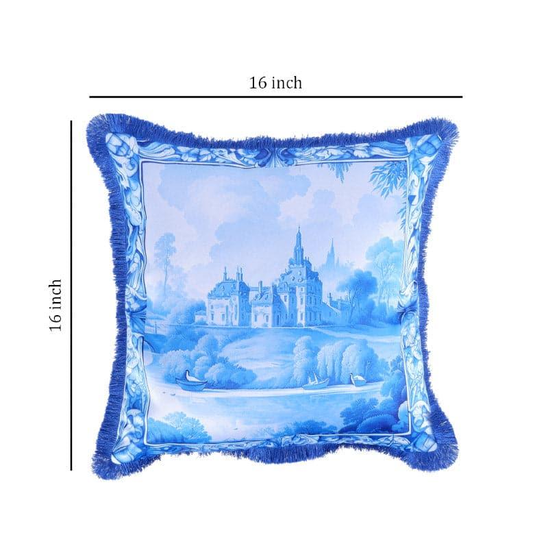 Buy Sunny Countryside Indigo Cushion Cover Cushion Covers from Vaaree