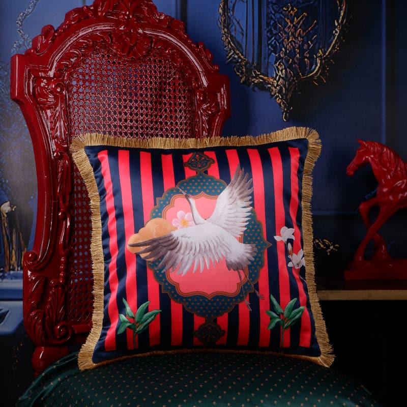 Buy The Divine Bird Cushion Cover - Red Cushion Covers from Vaaree