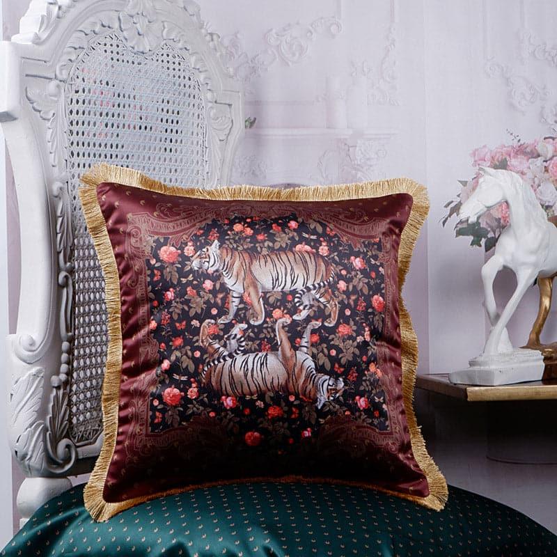 Buy Tigressh Charm Royale Cushion Cover (Brown) Cushion Covers from Vaaree