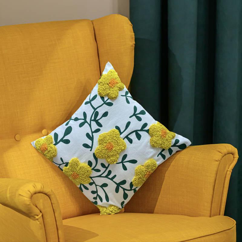 Buy Cushion Covers - Yarrow Bloom Tufted Cushion Cover at Vaaree online