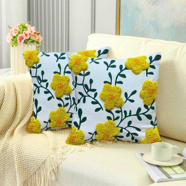 Cushion Covers - Yarrow Bloom Tufted Cushion Cover - Set Of Two