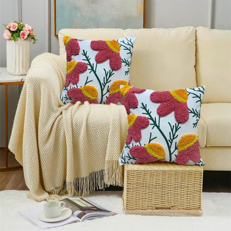 Buy Cushion Covers - Zinnia Bloom Tufted Cushion Cover - Set Of Two at Vaaree online