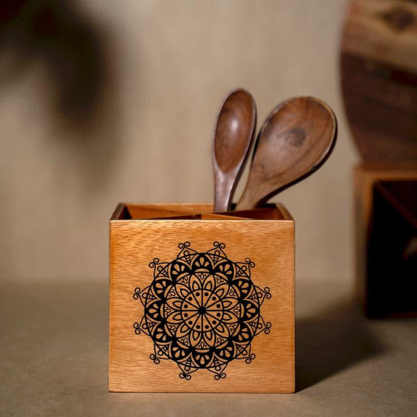 Cutlery Stand - Hira Ethnic Cutlery Holder - Brown