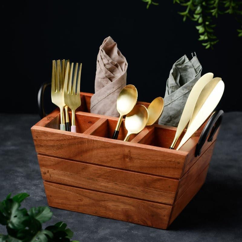 Cutlery Stand - Veda Acacia Wood Cutlery Holder