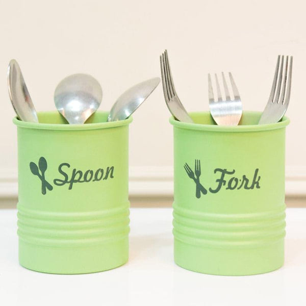 Cutlery Stand - Ferrous Fun Cutlery Holder (Green) - Set Of Two