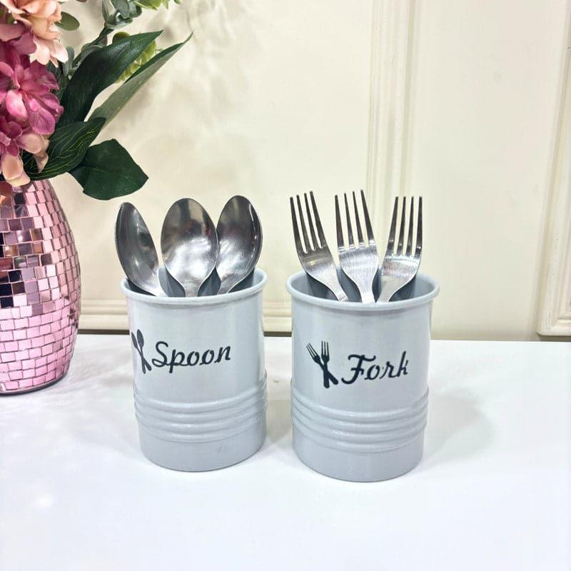 Cutlery Stand - Ferrous Fun Cutlery Holder (Grey) - Set Of Two