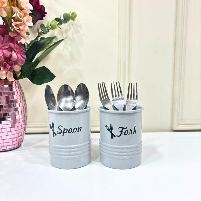 Cutlery Stand - Ferrous Fun Cutlery Holder (Grey) - Set Of Two