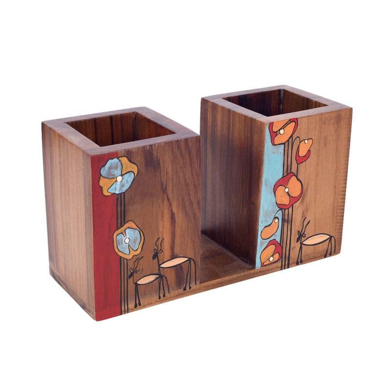 Cutlery Stand - Floral Bloom Wooden Cutlery Holder