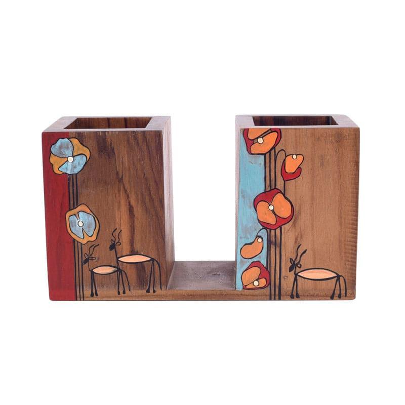 Cutlery Stand - Floral Bloom Wooden Cutlery Holder