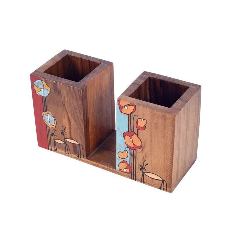 Cutlery Stand - Floral Bloom Wooden Cutlery Holder