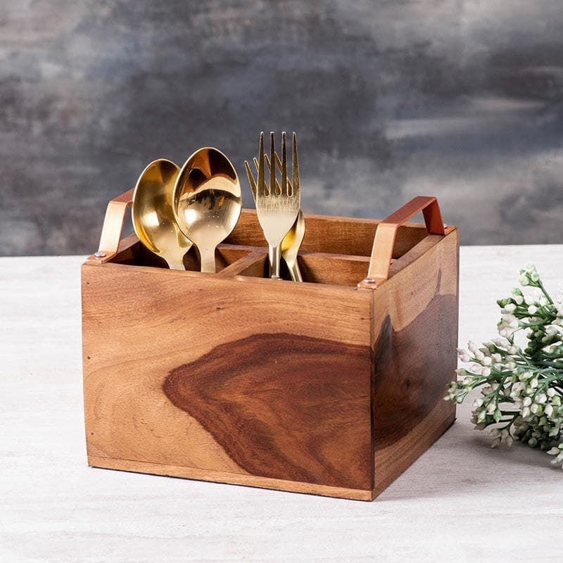 Buy Iroko Cutlery Holder - Copper Cutlery Stand from Vaaree