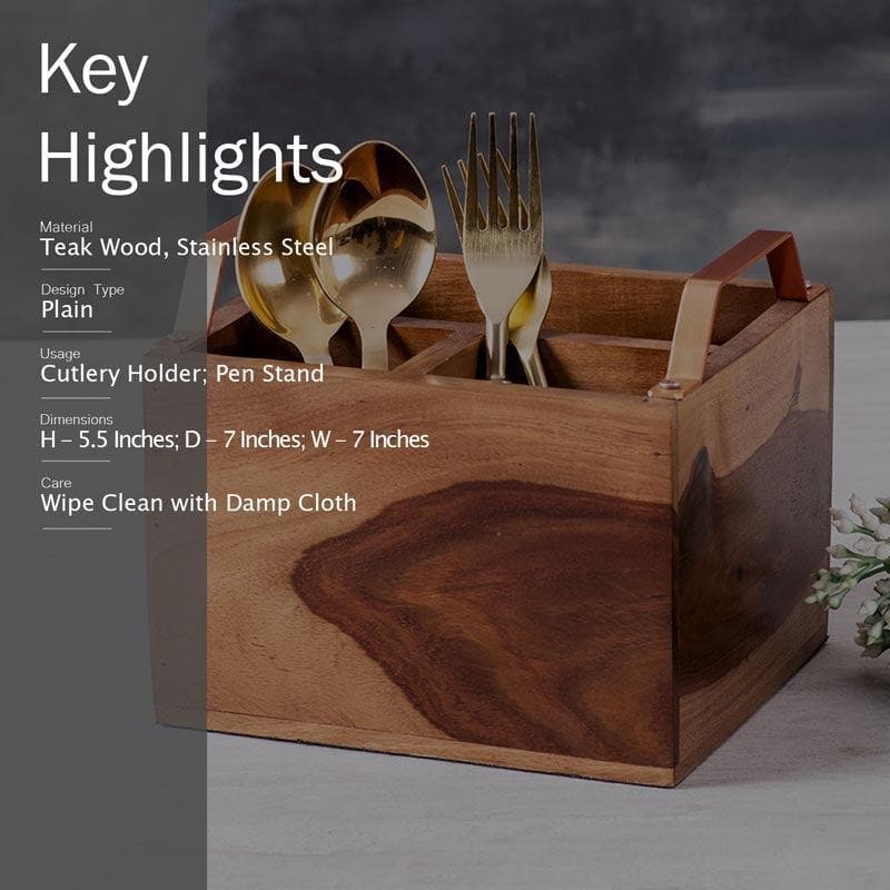 Buy Iroko Cutlery Holder - Copper Cutlery Stand from Vaaree