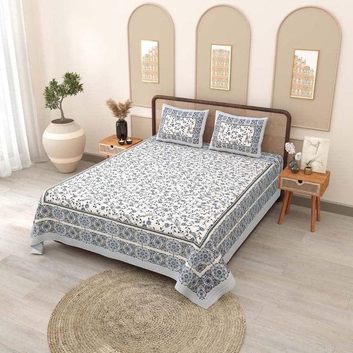 Buy Aarna Printed Bedsheet - Blue at Vaaree online | Beautiful Bedsheets to choose from