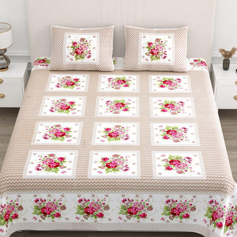 Buy Neve Floral Bedsheet - Brown & Pink Bedsheets from Vaaree