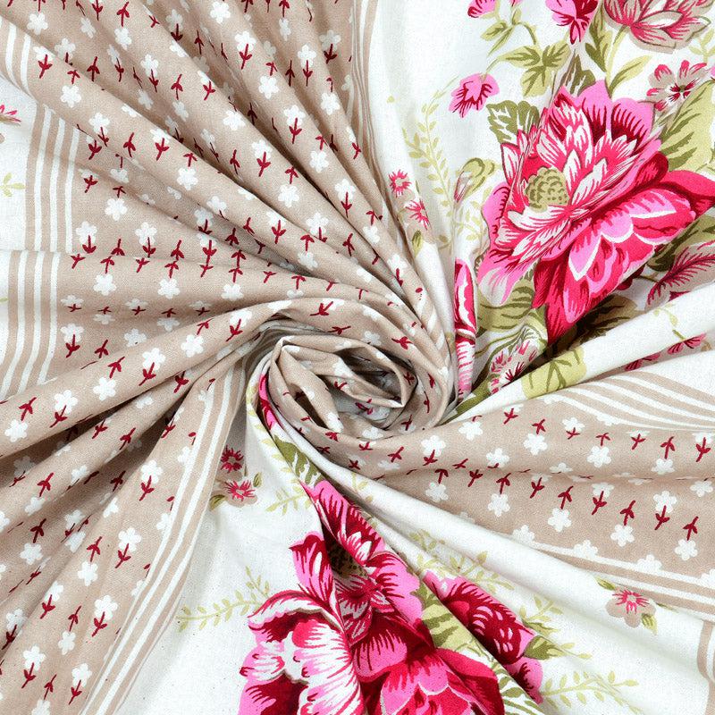 Buy Neve Floral Bedsheet - Brown & Pink Bedsheets from Vaaree