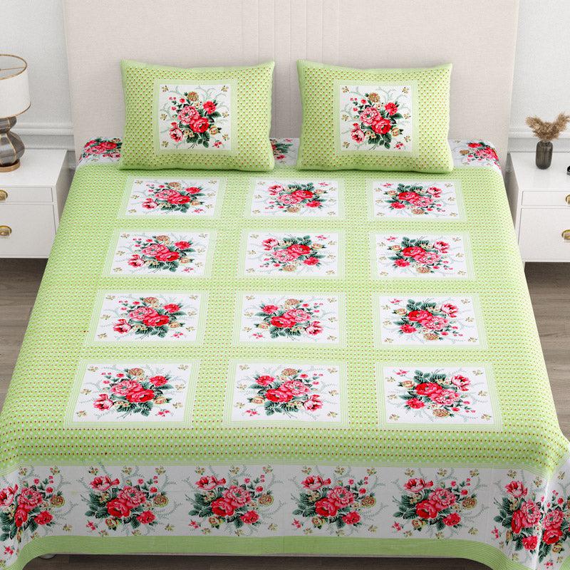 Buy Neve Floral Bedsheet - Green Bedsheets from Vaaree