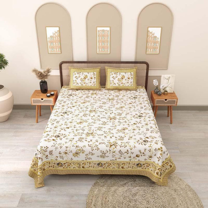 Buy Dithi Printed Bedsheet - Mustard at Vaaree online | Beautiful Bedsheets to choose from