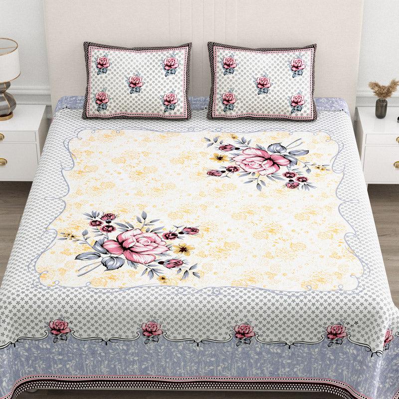 Buy Jasper Floral Bedsheet - Grey & Yellow Bedsheets from Vaaree