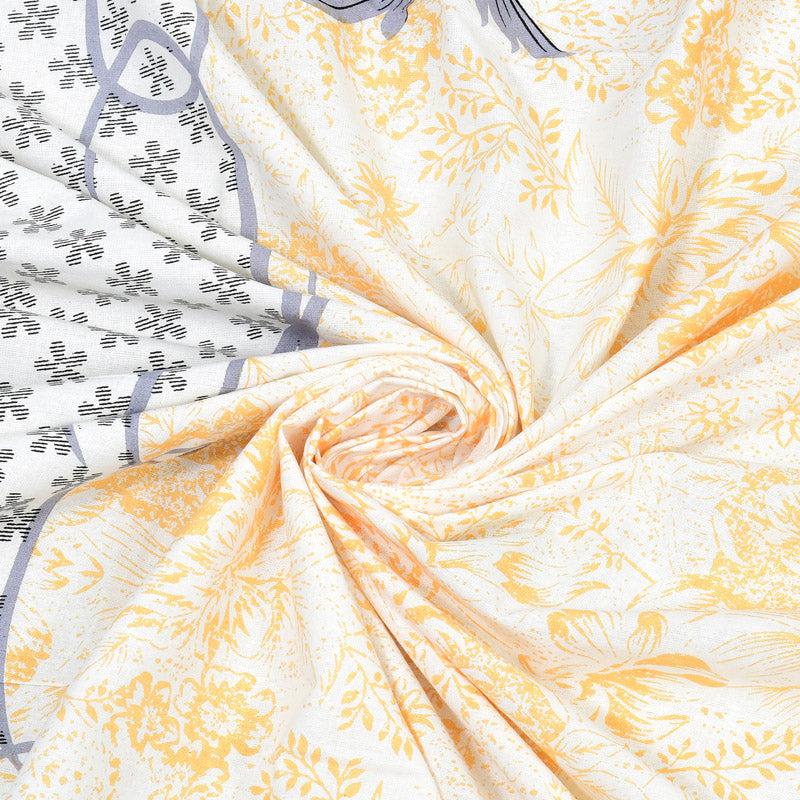 Buy Jasper Floral Bedsheet - Grey & Yellow Bedsheets from Vaaree