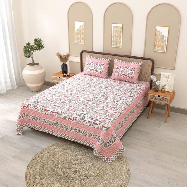 Buy Mahika Printed Bedsheet - Pink at Vaaree online | Beautiful Bedsheets to choose from