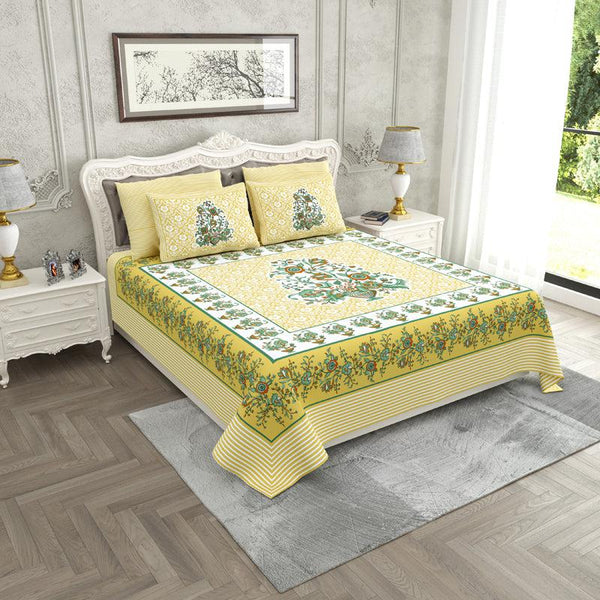 Buy Marga Ethnic Bedsheet - Yellow Bedsheets from Vaaree