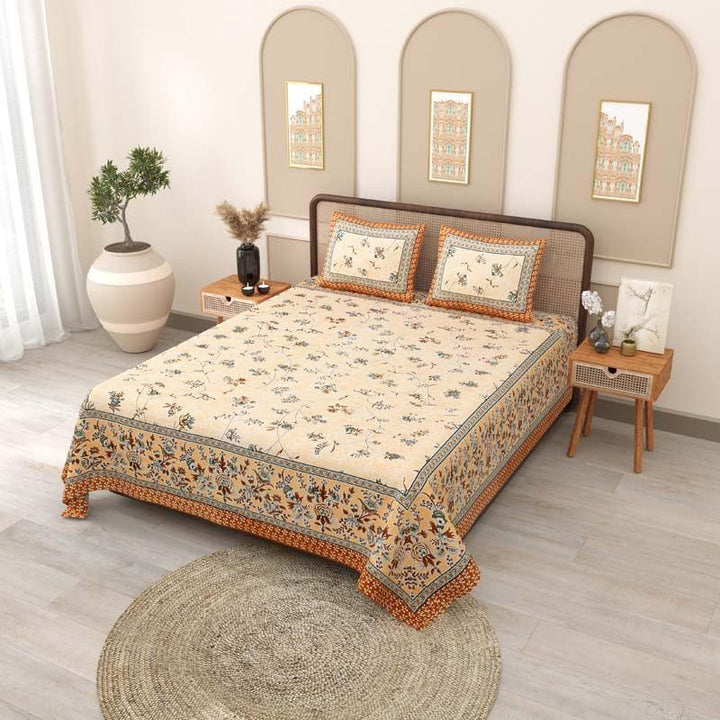 Buy Saanvi Printed Bedsheet - Orange at Vaaree online | Beautiful Bedsheets to choose from