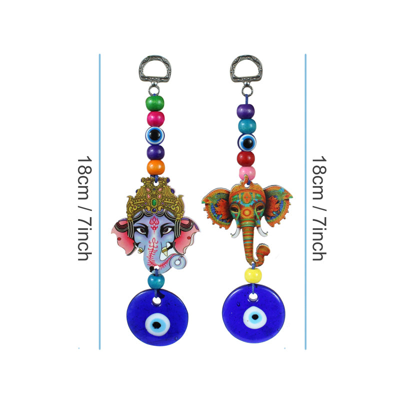 Wall Accents - Ganesha Evil Eye Wall Hanging - Set Of Two