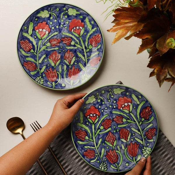 Buy Full Bloom Flower Dinner Plate - Set Of Two Dinner Plate from Vaaree