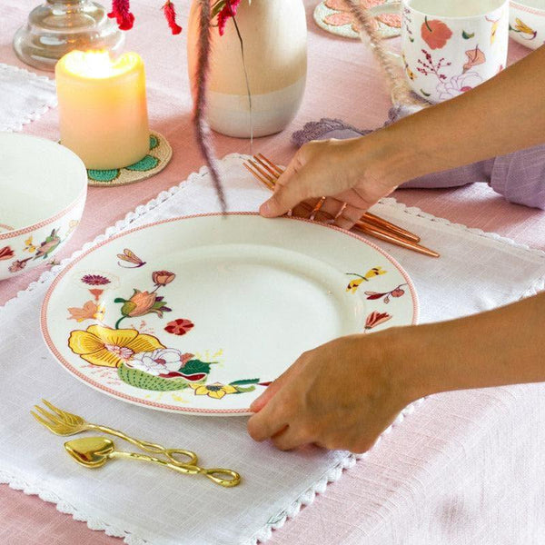 Buy Dinner Plate - Garden Of Eden Fine China Ceramic Dinner Plates - Set Of Six at Vaaree online