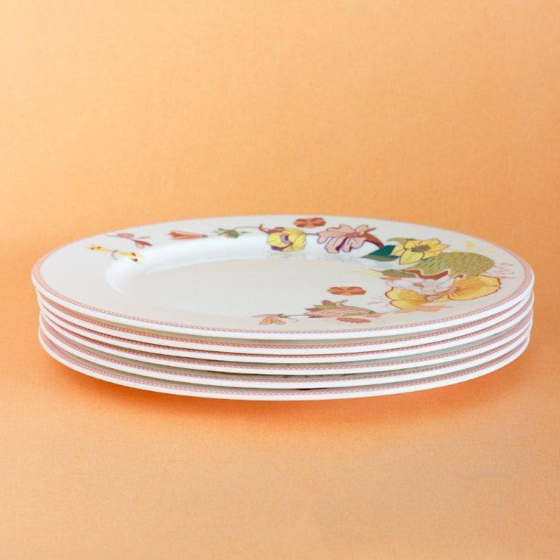 Dinner Plate - Garden Of Eden Fine China Ceramic Dinner Plates - Set Of Six