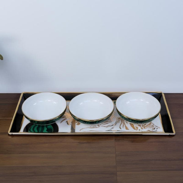 Buy Dinner Set - Aisling Tray & Nut Bowl Snack Set - Set Of Three at Vaaree online