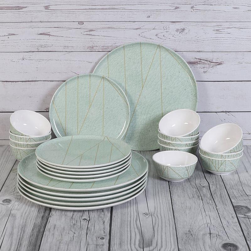 Buy Crackle Chrome Dinner Set (Green) - 24 Piece Set Dinner Set from Vaaree