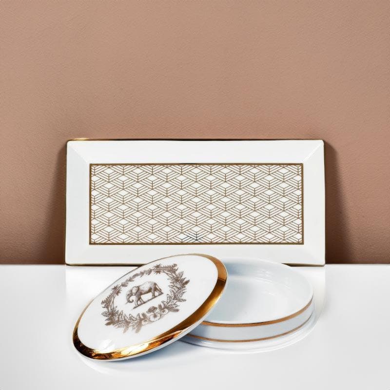 Buy Fiona Glaze Trinket Tray with Box-Two Piece Set Dinner Set from Vaaree