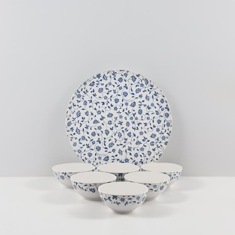 Dinner Set - Pop Of Blue Dinner Set - Seven Piece Set