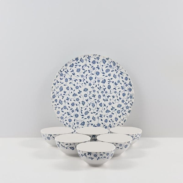 Dinner Set - Pop Of Blue Dinner Set - Seven Piece Set