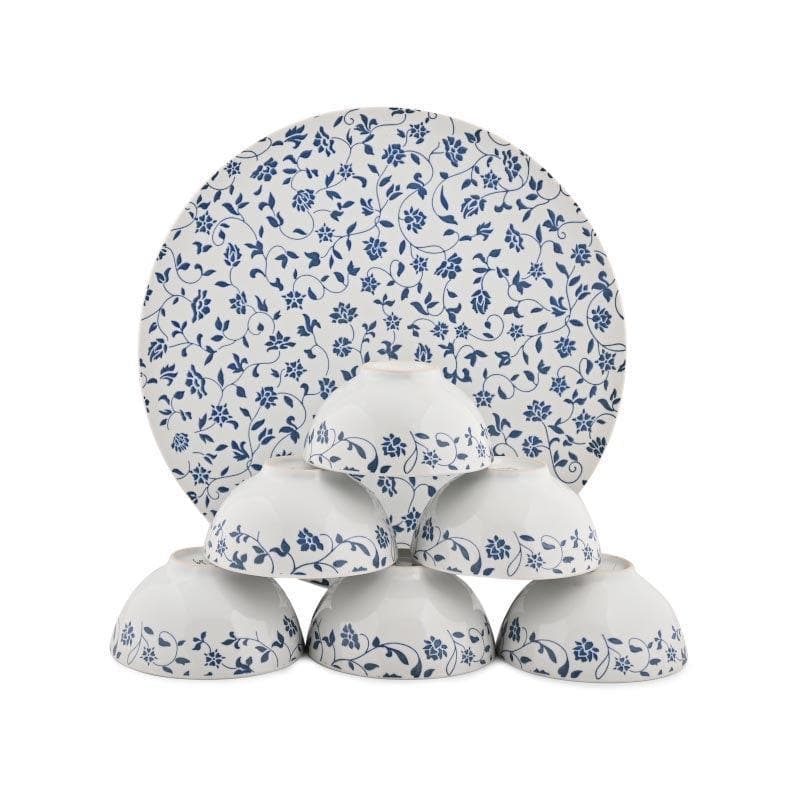 Dinner Set - Pop Of Blue Dinner Set - Seven Piece Set